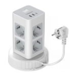 TESSAN 11 IN 1 TOWER SURGE PROTECTOR 8xSCHUKO