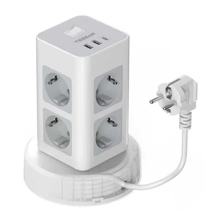 TESSAN 11 IN 1 TOWER SURGE PROTECTOR 8xSCHUKO