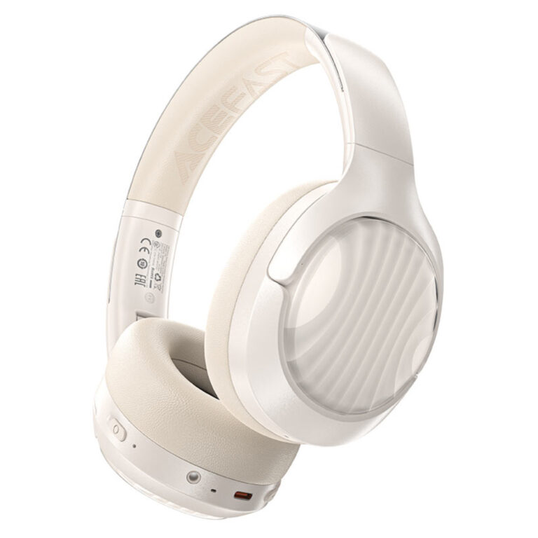 Wireless Ακουστικά Stereo Acefast H5 500mAh v5.4 ANC AUX με Μικρόφωνο Milky White