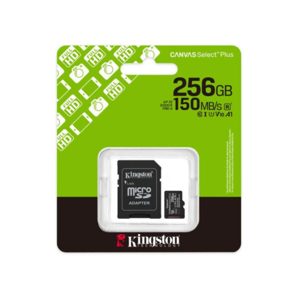 Κάρτα Μνήμης Kingston Canvas Select Plus+ MicroSDXC Class 10 με SD Adapter έως 150MB/s SDCS3/256GB