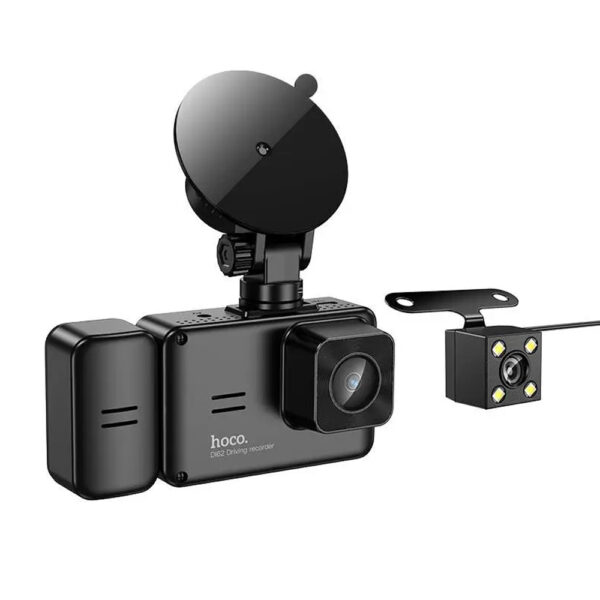 Καταγραφική Κάμερα Αυτοκινήτου Hoco DI62 Warrior 720p HD 150mAh Ultra Wide Γωνία Λήψης 145° 2" Οθόνη με Ταυτόχρονη Καταγραφή απο 3 Κάμερες