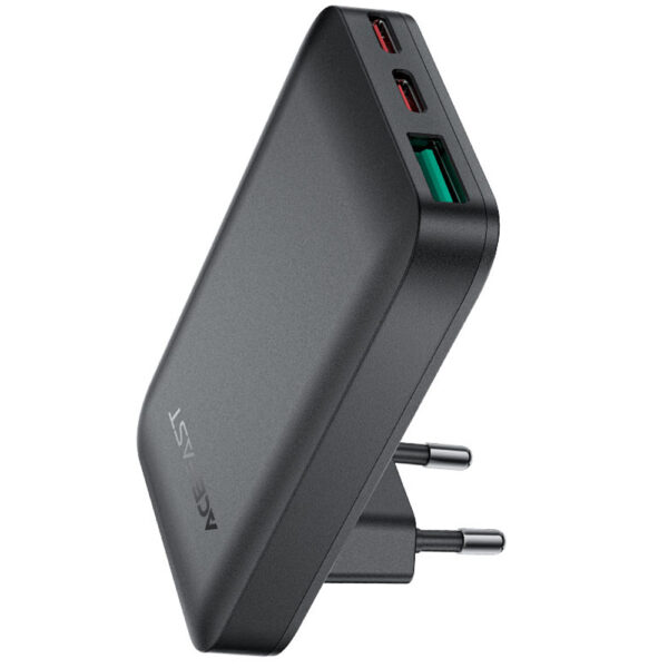 Φορτιστής Ταξιδίου Acefast A100 Fast Charging Ultra Thin Γωνιακός με 2xUSB-C 1xUSB-A PD65W QC3.0 GaN Μαύρος