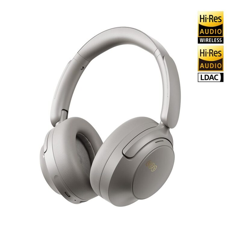 QCY H3S Headphones Grey - Type-C & Bluetooth 6.0 ANC iOS/Android Call Noise Cancelling Headset 102h