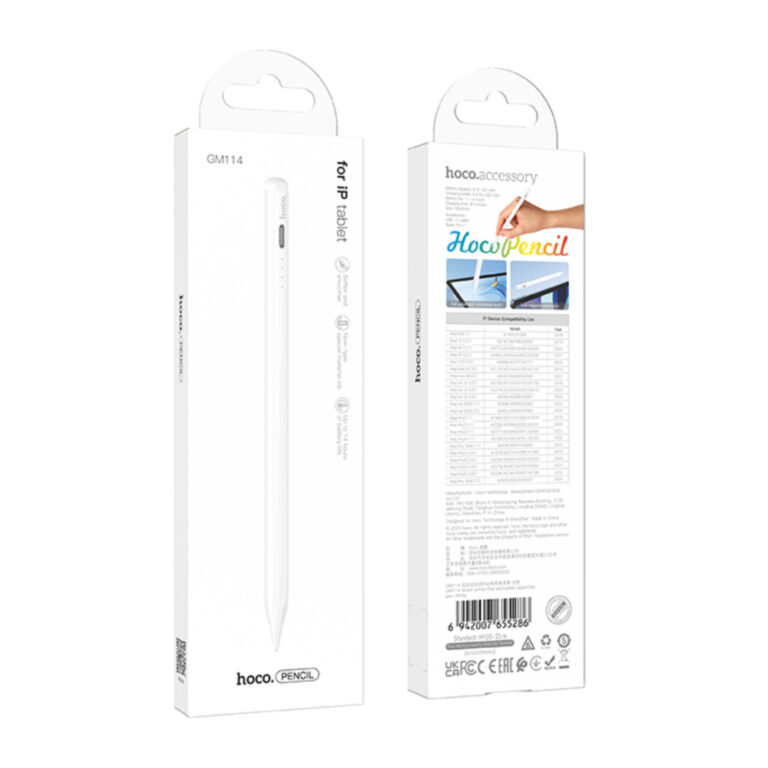 Hoco GM114 Smart Active Pen Συμβατό με iPad 2018 και μετά 130mAh και Διάρκεια Χρήσης έως 14 Ώρες Λευκό