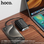 Power Bank Hoco Hoco J157 Leader 10000mAh PD20W + 22.5W, QC με USB-A και USB-C Εξόδους Φόρτισης, Ενσωματωμένο Καλώδιο USB-C και LED Ένδειξη Μπαταρίας Μαύρο - Image 4