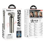 Επαναφορτιζόμενη Ξυριστική Μηχανή & Trimmer Hoco HP36 600mAh με 3 Κεφαλές και LED Ένδειξη Μπαταρίας και Φόρτισης Μεταλλικό Γκρι - Image 2