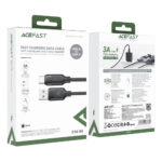 Καλώδιο Acefast C16-04 USB-A σε USB-C 3A USB2.0 με Ενισχυμένες Άκρες Μαύρο 1.2m - Image 2