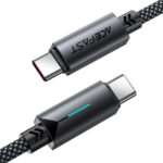 Καλώδιο Acefast C19-03  Μεταλλικό USB-C σε USB-C 60W 3.0A Γρήγορη Φόρτιση USB2.0 με Ένδειξη Φόρτισης Braided Μαύρο 1.2m - Image 3