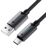 Καλώδιο Acefast C19-04 Μεταλλικό USB-A σε USB-C 3.0A Γρήγορη Φόρτιση USB2.0 με Ένδειξη Φόρτισης Braided Μαύρο 1.2m