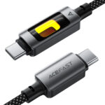Καλώδιο Acefast C21-03 USB-C σε USB-C 60W 3A Fast Charge USB2.0 με LED Φωτισμό Braided Μαύρο 1.2m - Image 3