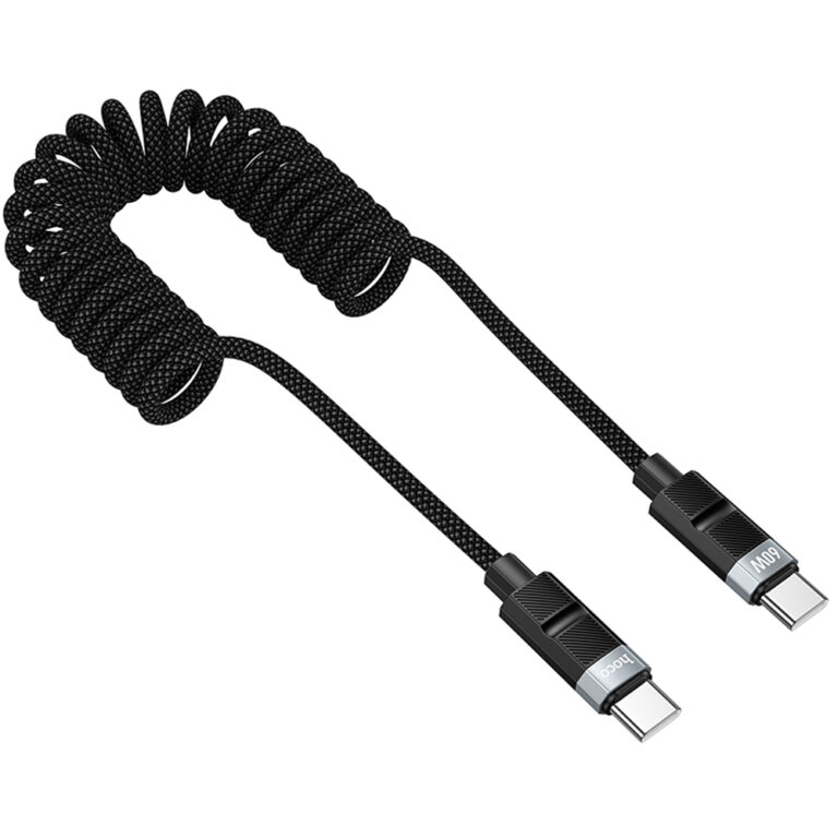 Καλώδιο Hoco DU59 Bamboo USB-C σε USB-C 60W Spring Braided Μαύρο 1.5m