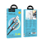 Καλώδιο Hoco U144 USB-A σε Lightning Fast Charging 2.4A με Φωτισμό Braided Μαύρο 1.2m - Image 2