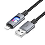 Καλώδιο Hoco U144 USB-A σε Lightning Fast Charging 2.4A με Φωτισμό Braided Μαύρο 1.2m