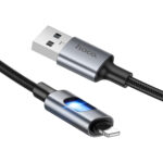 Καλώδιο Hoco U144 USB-A σε Lightning Fast Charging 2.4A με Φωτισμό Braided Μαύρο 1.2m - Image 3