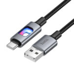 Καλώδιο Hoco U144 USB-A σε USB-C Fast Charging 2.4A με Φωτισμό Braided Μαύρο 1.2m - Image 3