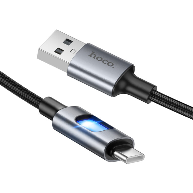 Καλώδιο Hoco U144 USB-A σε USB-C Fast Charging 2.4A με Φωτισμό Braided Μαύρο 1.2m