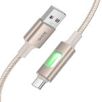 Καλώδιο Hoco U144 USB-A σε USB-C Fast Charging 2.4A με Φωτισμό Braided Χρυσό 1.2m