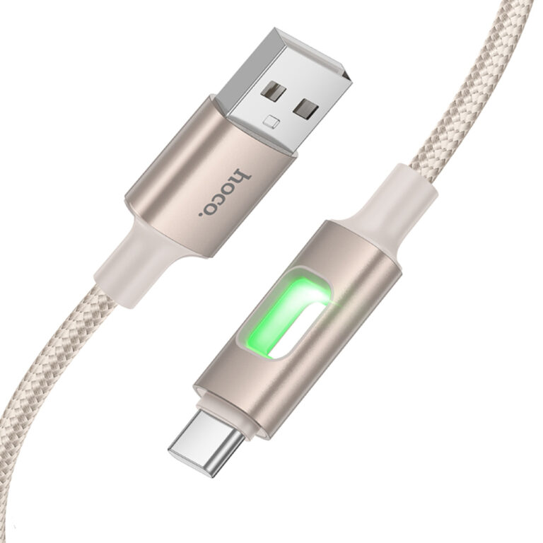 Καλώδιο Hoco U144 USB-A σε USB-C Fast Charging 2.4A με Φωτισμό Braided Χρυσό 1.2m