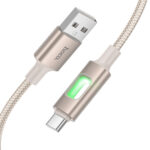 Καλώδιο Hoco U144 USB-A σε USB-C Fast Charging 3A  με Φωτισμό Braided Χρυσό 1.2m - Image 3