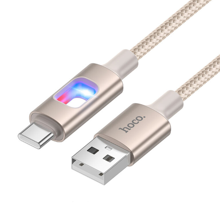 Καλώδιο Hoco U144 USB-A σε USB-C Fast Charging 3A  με Φωτισμό Braided Χρυσό 1.2m