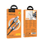 Καλώδιο Hoco U144 USB-C σε USB-C 60W Fast Charging 3A με Φωτισμό Braided Μαύρο 1.2m - Image 2