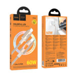 Καλώδιο Hoco U144 USB-C σε USB-C 60W Fast Charging 3A με Φωτισμό Braided Χρυσό 1.2m - Image 2