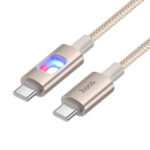 Καλώδιο Hoco U144 USB-C σε USB-C 60W Fast Charging 3A με Φωτισμό Braided Χρυσό 1.2m - Image 3
