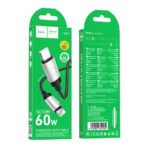 Καλώδιο Hoco X117 Star USB-C σε USB-C 60W με Ένδειξη Φόρτισης LED Braided Μαύρο 1m - Image 2