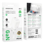 Φορτιστής Ταξιδίου Borofone BN26 Fuente Mini Size GaN USB-C PD20W  + Καλώδιο Φόρτισης USB-C σε Lightning Λευκός - Image 2