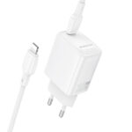 Φορτιστής Ταξιδίου Borofone BN26 Fuente Mini Size GaN USB-C PD20W  + Καλώδιο Φόρτισης USB-C σε Lightning Λευκός - Image 3