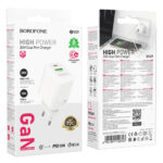 Φορτιστής Ταξιδίου Borofone BN29 Fuente GaN με 1xUSB-C PD30W και 1xUSB-A QC3.0A Λευκός - Image 2