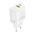 Φορτιστής Ταξιδίου Borofone BN29 Fuente GaN με 1xUSB-C PD30W και 1xUSB-A QC3.0A Λευκός - Image 3