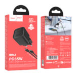 Φορτιστής Ταξιδίου Hoco N66 Ingenious GaN με 1 Εξόδο Φόρτισης USB-C PD35W 5V 3.0A + Καλώδιο Φόρτισης USB-C σε USB-C 1m Μαύρος - Image 2