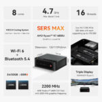 BEELINK mini PC SER5 Max, AMD 6800U, 24GB, 500GB M.2, Windows 11 Pro - Image 6