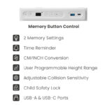 BRATECK ηλεκτρικό γραφείο S08-22DSWW με συρτάρι, 118x60x72~120cm, λευκό - Image 4