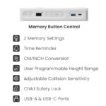 BRATECK ηλεκτρικό γραφείο S08-22DSWW με συρτάρι, 118x60x72~120cm, μαύρο - Image 5