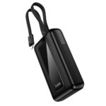 Power Bank Hoco J162 Full Power 10000mAh PD20W+22.5W QC με Θύρες USB+USB-C Ενσωματωμένα Καλώδια USB+Lighting και LED Ένδειξη Μπαταρίας Μαύρο - Image 4