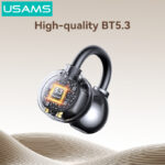 USAMS earphones με θήκη φόρτισης Echo R02, OWS, Φ11mm, 50/300mAh, μαύρα - Image 6