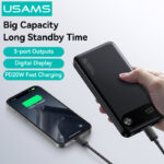 USAMS power bank CD249 με οθόνη, 3x θύρες εξόδου, 10000mAh, PD20W, λευκό - Image 6