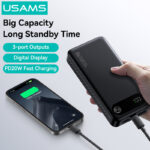 USAMS power bank CD251 με οθόνη, 3x θύρες εξόδου, 20000mAh, PD20W, λευκό - Image 6