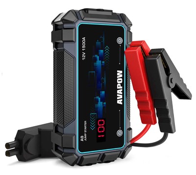 AVAPOW εκκινητής μπαταρίας αυτοκινήτου A9 με φακό