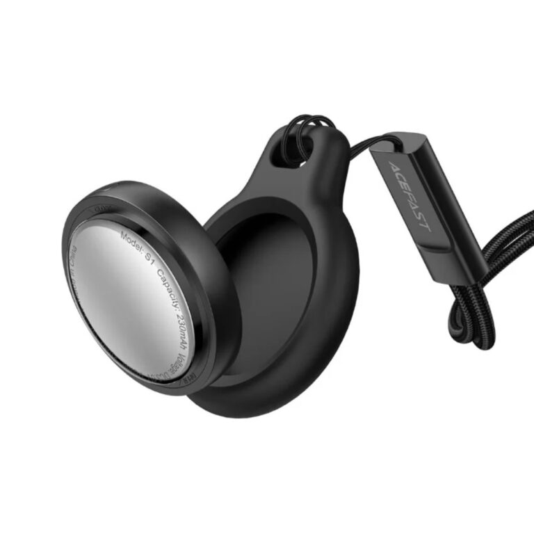 Acefast Tag S1 Anti-Lost Tracker Μόνο για iOS Συμβατό με Apple Find My Network με Προστατευτική Θήκη και Υποδοχή για Λουράκι Μαύρο