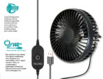 BRUNO ανεμιστήρας αυτοκινήτου BRN-0284, 5" ιντσών, με περιστροφή 360°, 2 ταχύτητες και καλώδιο USB - Image 5
