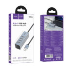 Hub USB Hoco HB1A 4-in-1 USB2.0 σε 4xUSB2.0 480Mbps 5V/3A Metal Gray 1.2m - Image 2