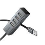 Hub USB Hoco HB1A 4-in-1 USB2.0 σε 4xUSB2.0 480Mbps 5V/3A Metal Gray 1.2m - Image 3