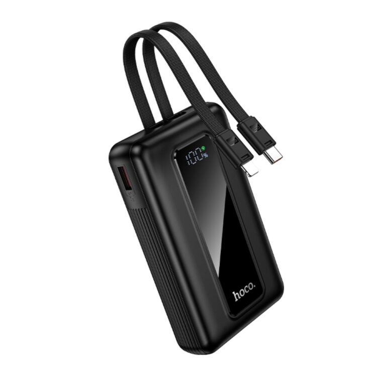 Power Bank Hoco J162A Full power 20000mAh PD20W+22.5W QC με Θύρες USB+USB-C Ενσωματωμένα Καλώδια USB-C+Lighting και LED Ένδειξη Μπαταρίας Μαύρο