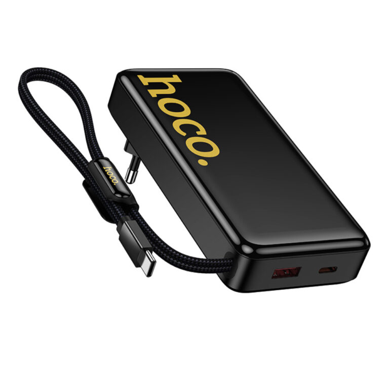 Power Bank Hoco Q45 Worrier 10000mAh 22.5W PD20W QC3.0A και Φορτιστής με 1xUSB-C 1xUSB-A και Ενσωματωμένο Καλώδιο USB-C Μαύρο