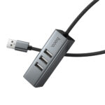 USB Hub Hoco HB1D 4-in-1 USB-A σε 3xUSB-A 2.0 + RJ45 εως 480Mbps Aluminum Alloy Γκρι - Image 3