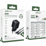 Φορτιστής Ταξιδίου Acefast A118 Mini Fast Charging 1xUSB-C PD30W QC3.0 GaN με USB-C σε USB-C Καλώδιο 1.2m Μαύρος - Image 2