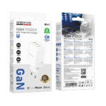 Φορτιστής Ταξιδίου Borofone BN32 Cargador GaN με 1xUSB-C PD65W και 1xUSB-A QC PD18W Λευκός - Image 2